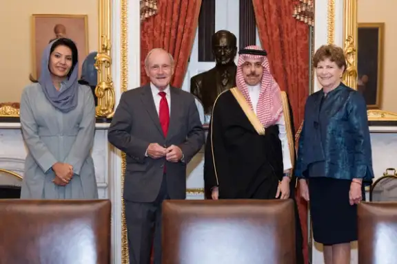 Saudi Foreign Minister Prince Faisal bin Farhan meets US senators at the US Capitol, September 29, 2026. (Senate Foreign Relations Committee Democrats/X)