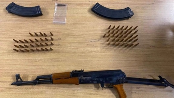 Police photo of the AK-47 assault rifle and ammunition found with a suspect arrested in Brooklyn. July 28, 2022