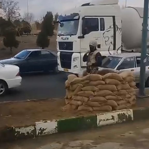 An Iranian military checkpoint near Zahedan