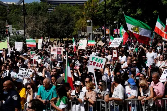 A demonstration in support of Women, Life, Freedom protests, outside City Hall in Los Angeles, California, US, October 1, 2022