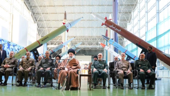 Iran's Supreme Leader Ali Khamenei and Iranian military commanders