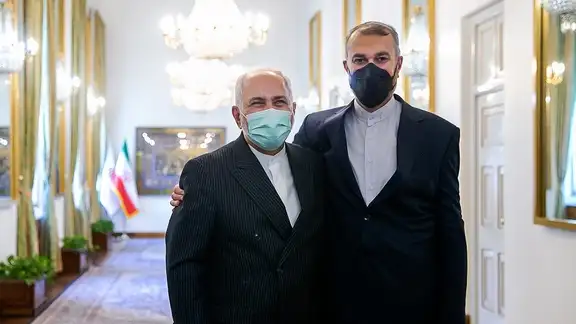 Iran's current foreign minister Amir-Abdollahian with his famous predecessor Javad Zarif in August 2021