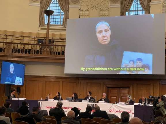 The mother of a protester killed in Iran in 2019 testifying. November 10, 2021