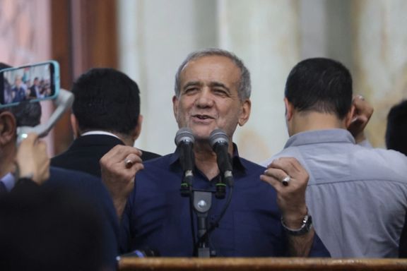 Iran's President-elect Masoud Pezeshkian speaks during a gathering with his supporters at the shrine of Iran's late leader Ayatollah Ruhollah Khomeini, in south of Tehran, Iran July 6, 2024.