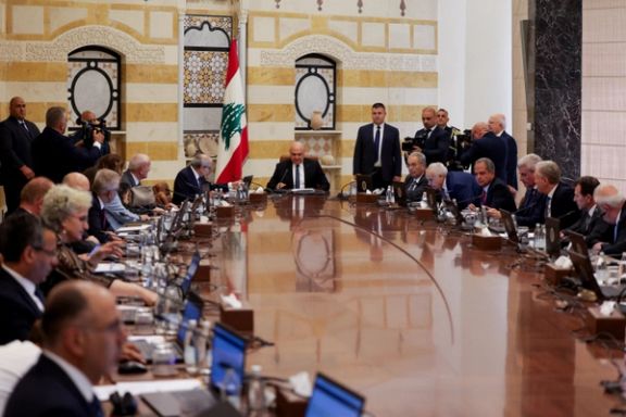 Lebanese President Joseph Aoun, Lebanese Prime Minister Nawaf Salam and members of the Lebanese cabinet meet to discuss efforts to bring all weapons in the country under the control of the state, at the Presidential Palace in Baabda, Lebanon August 5, 2025.