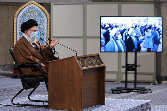 Khamenei addressing supporters on Sunday. Jan. 9, 2022