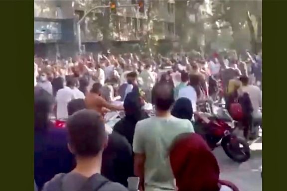 Video grab from protests in Tehran's Palestine street, Wednesday afternoon