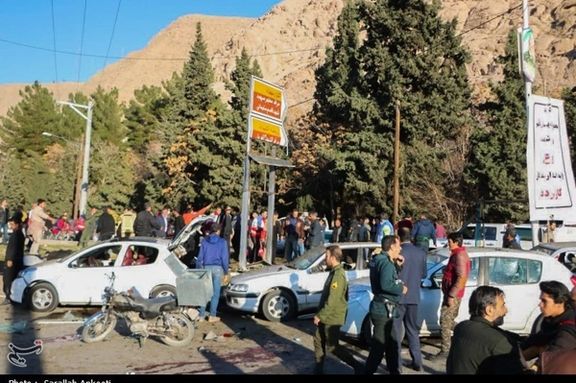 The scene of explosions during a ceremony held to mark the death of late Iranian General Qassem Soleimani, in Kerman, January 3, 2024