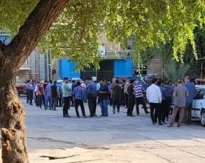 A scene from a strike at Haft Tappeh sugar mill in October