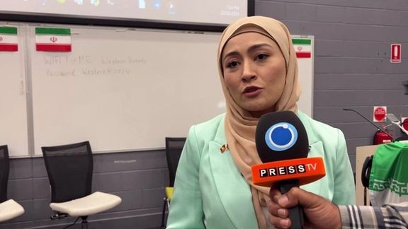 Fatima Payman speaking to Press TV during an event in Sydney