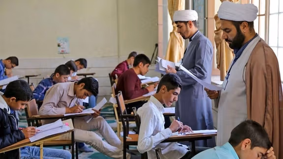 Clerics in a classroom in Iran