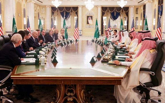Bilateral meeting between US and Saudi delegations on Jul 15, 2022