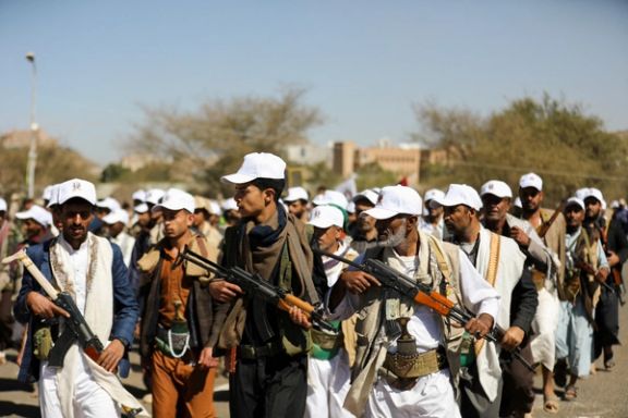 New Houthi recruits march during a parade in solidarity with the Palestinians in the Gaza Strip, in Sanaa, Yemen March 7, 2024.