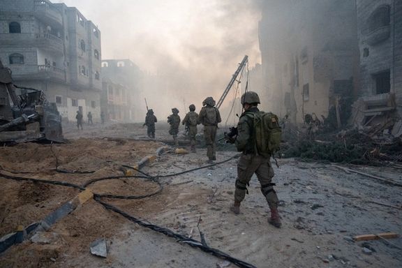 Israeli soldiers operate in the Gaza Strip amid the ongoing conflict between Israel and Iran-backed Palestinian Islamist group Hamas, in this handout picture released on January 21, 2024.
