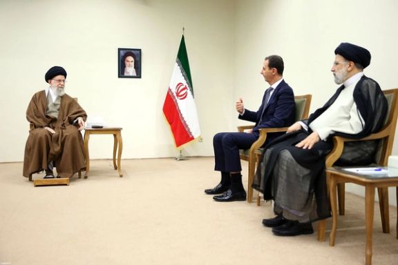 Supreme Leader Ali Khamenei (left), Syrian President Bashar al-Assad (center) and Iranian President Ebrahim Raisi during a meeting in Tehran on May 8, 2022