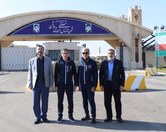 IAEA Director General Rafael Grossi pictured with Behrouz Kamalvandi, spokesperson for the Atomic Energy Organization, and Kazem Gharibabadi, Deputy Foreign Minister, at the Natanz nuclear site in Iran, 15 Nov 2024.