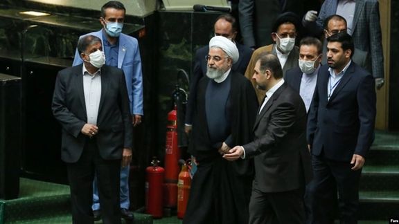 Rouhani visiting parliament in May 2020