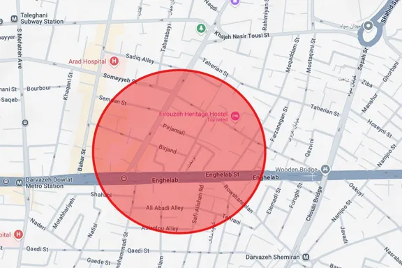 محل تقریبی منطقهای که برای آن هشدار تخلیه صادر شده است