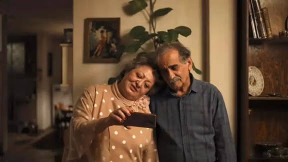 Esmaeil Mehrabi and Lily Farhadpour in a scene from the movie My Favorite Cake.