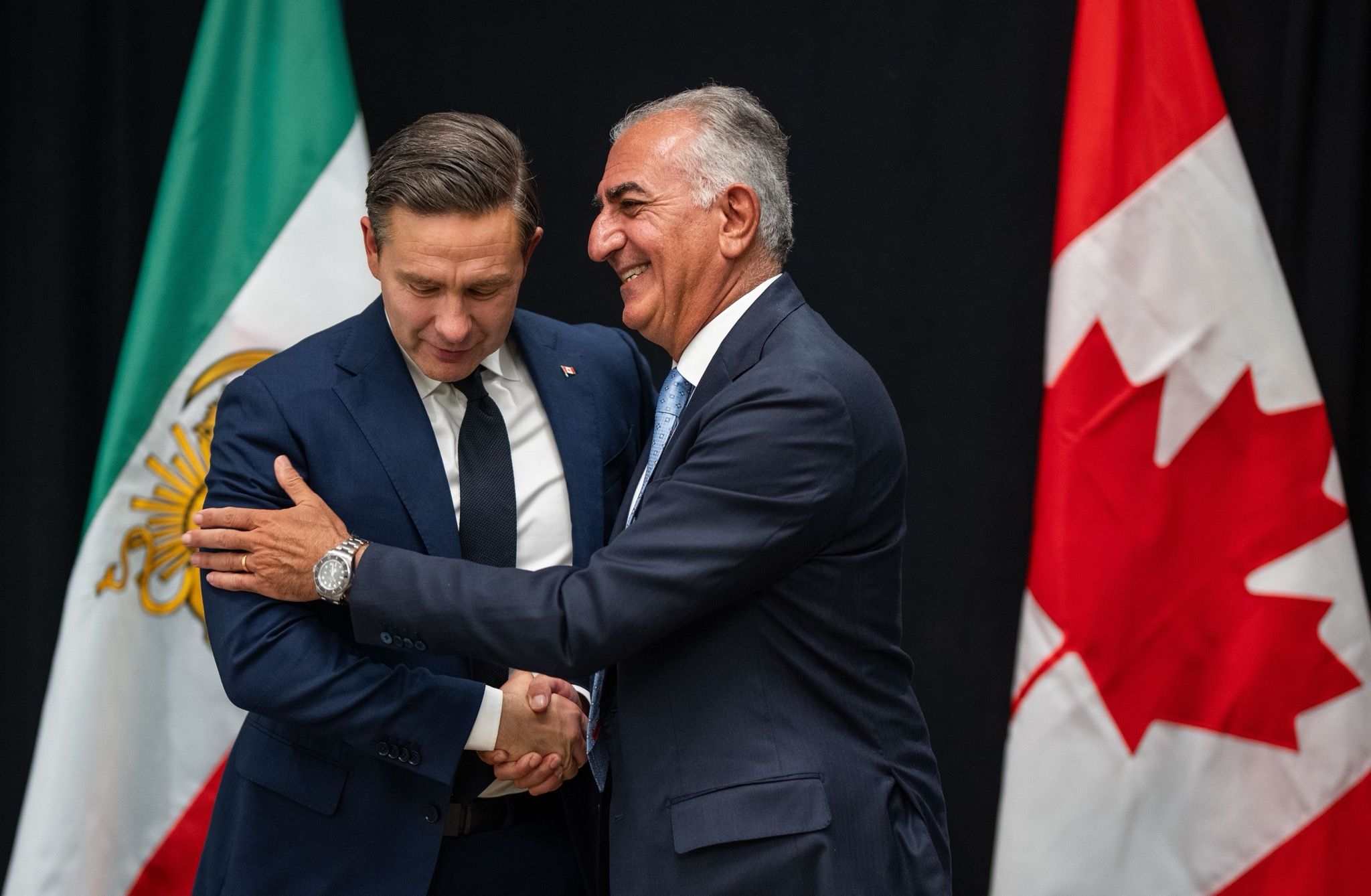 Canadian Conservative leader Pierre Poilievre meets Iran’s exiled prince Reza Pahlavi in Canada. (Pierre Poilievre / X)