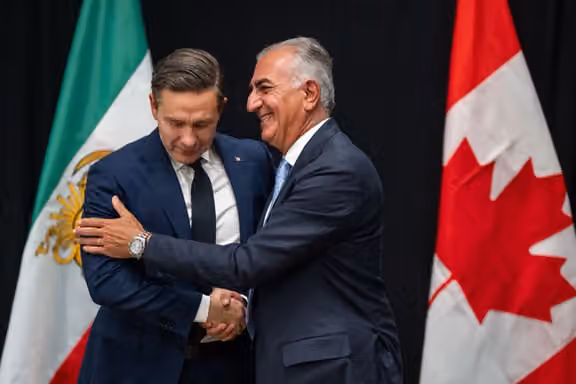 Canadian Conservative leader Pierre Poilievre meets Iran’s exiled prince Reza Pahlavi in Canada. (Pierre Poilievre / X)