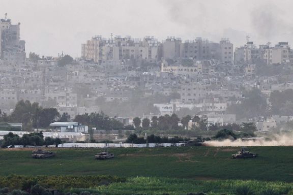 Israeli tanks manoeuvre inside the Gaza Strip, as seen from Israel, October 29, 2023.