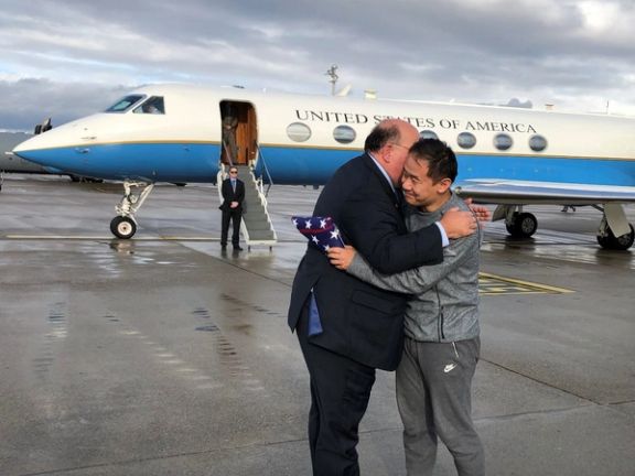 Xiyue Wang arriving in Switzerland after being freed by Iran, 2019