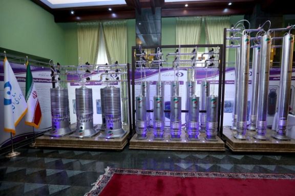 A number of new generation Iranian centrifuges are seen on display during Iran's National Nuclear Energy Day in Tehran, Iran April 10, 2021.