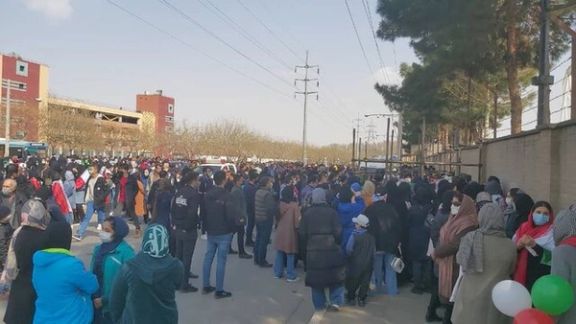 Women outside Mashhad’s Imam Reza Stadium on March 29, 2022