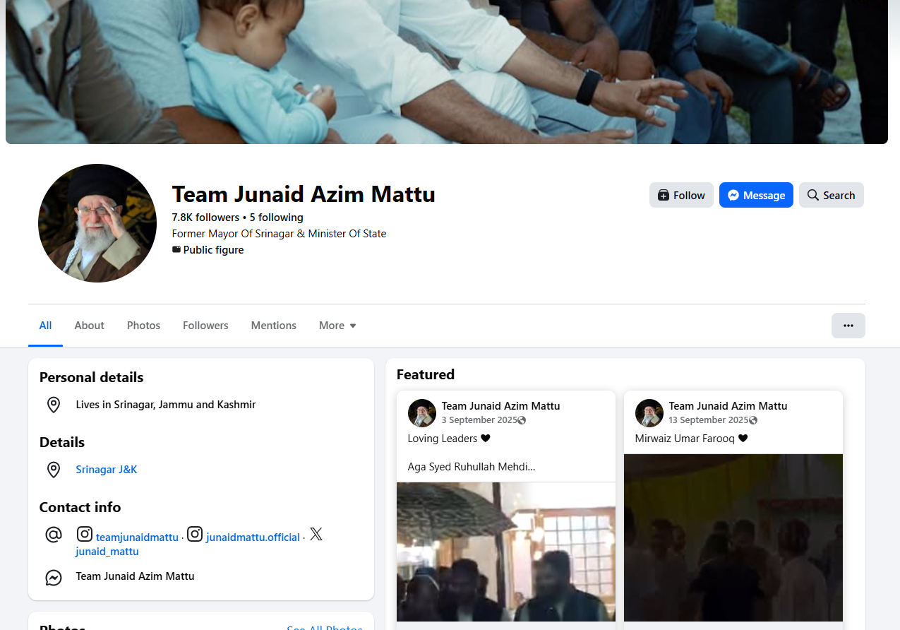 A Facebook page affiliated with Mattu has Ali Khamenei as the profile picture