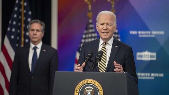 President Joe Biden with Secretary of State Antony Blinken. March 16, 2022