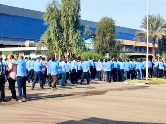 Steel workers protesting on Saturday, December 23, 2023