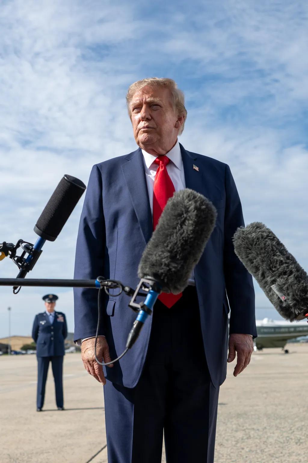 US President Donald Trump speaks to reporters. (White House)