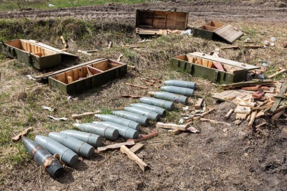 Abandoned Russian munitions in Ukraine after a retreat.