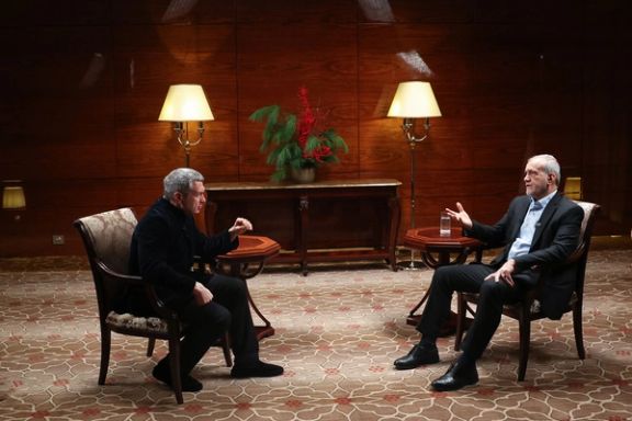 Iran's President Masoud Pezeshkian during his Russian TV interview in Moscow.