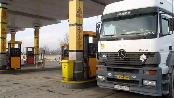 File photo of a truck at a diesel station in Iran