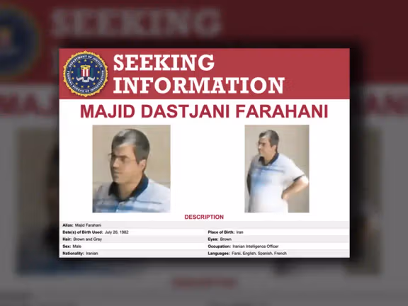 The public alert issued by FBI seeking information on Majid Dastjani Farahani, a suspected member of Iran’s Intelligence Ministry