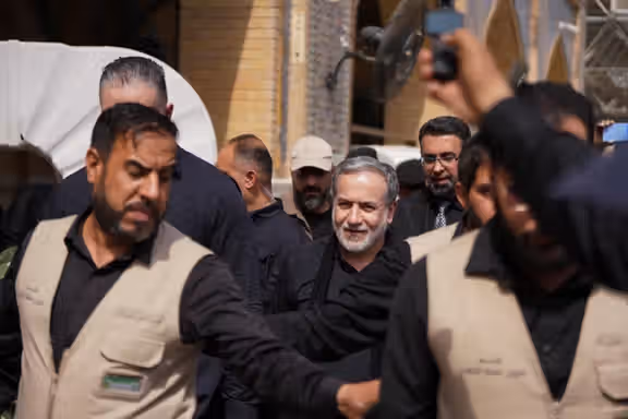 Iranian Foreign Minister Abbas Araghchi walks during a visit to Najaf in Iraq on August 3, 2026.