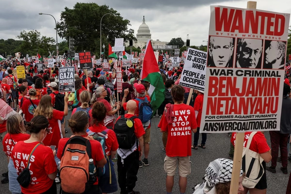 Protesters gathered in Washington during Netanyahu's address, July 24, 2024