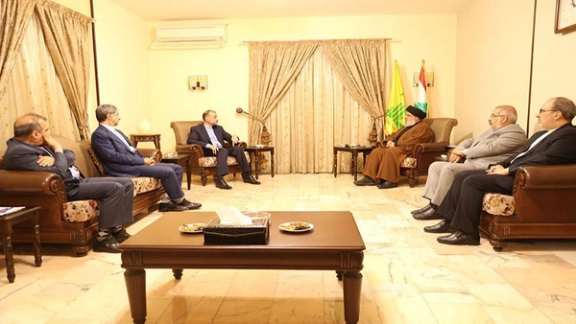 Iran's foreign minister Hossein Amir-Abdollahian meeting Hezbollah leader Hasan Nasrallah. October 8, 2021