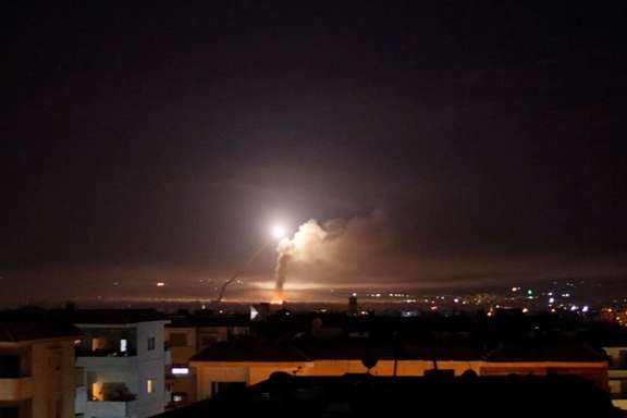 Missile fire seen from Damascus, Syria