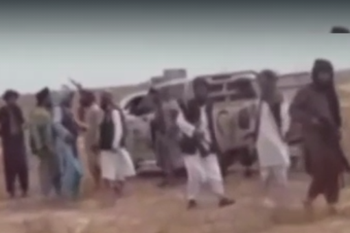 A video grab from commotion on Afghan border with Iranian vehicles seen.