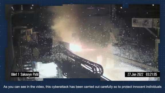A screengrab from the footage of Khuzestan Steel Company’s CCTV that was released by the Predatory Sparrow hacker group