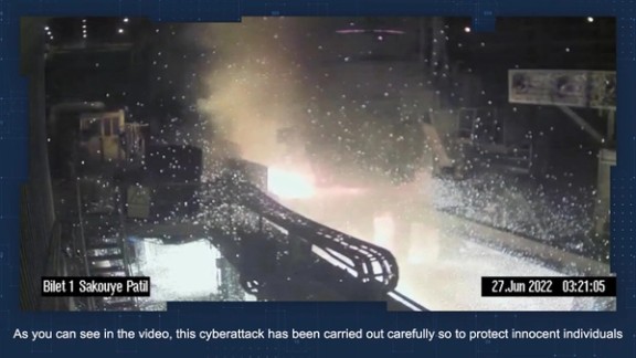 A screengrab from the footage of Khuzestan Steel Company’s CCTV that was released by the Predatory Sparrow hacker group