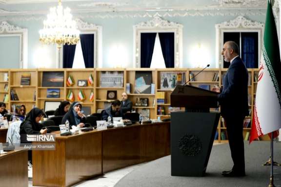 Iran's Ministry of Foreign Affairs spokesman Nasser Kanaani during a press conference in Tehran (November 2023)