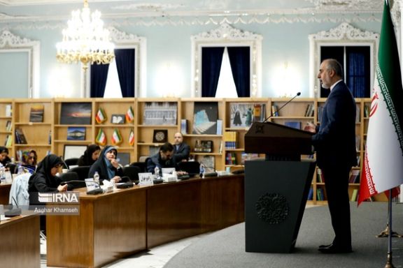 Iran's Ministry of Foreign Affairs spokesman Nasser Kanaani during a press conference in Tehran (November 2023)