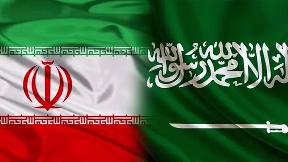 Flags of Iran and Saudi Arabia