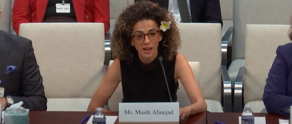 Iranian-American human rights activist Masih Alinejad during a US House Foreign Affairs Committee hearing titled Iran’s Escalating Threats: Assessing US Policy Toward Iran’s Malign Activities on September 14, 2023