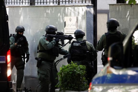 Albanian security forces entering the vacated Iranian embassy after diplomats left the country. September 8, 2022