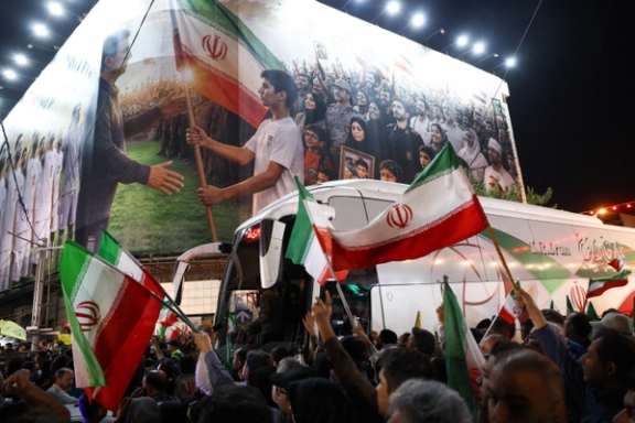 A state-organized farewell ceremony for Iran's soccer team ahead of their departure to the 2026 World Cup, in Tehran, Iran, May 13, 2026.